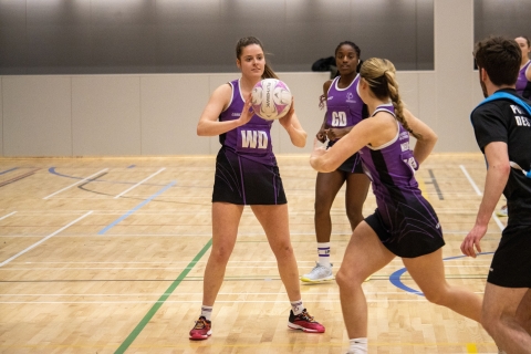 Students playing netball